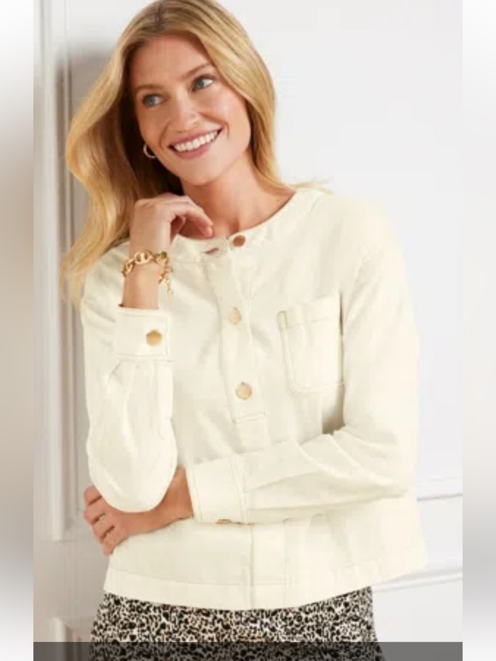 NEW!! Talbots popover denim utility shirt medium